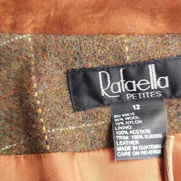 Rafaella Petites Brown Plaid Wool Coat  Sz 12 - Picture 6 of 12